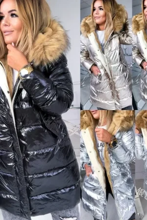 Winter Clothes Women Puffer Jacket Women Faux Fur Collar 2024 Thick Slim Coat