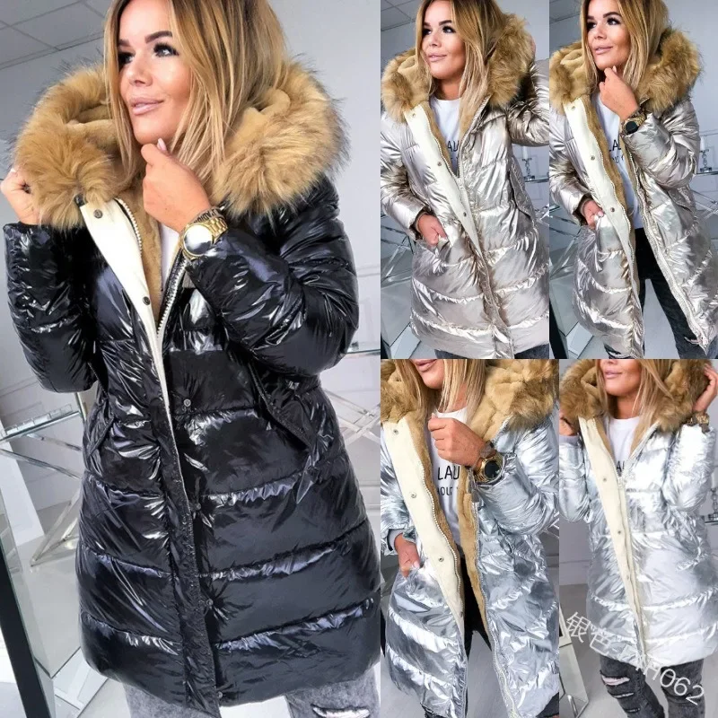 Winter Clothes Women Puffer Jacket Women Faux Fur Collar 2024 Thick Slim Coat