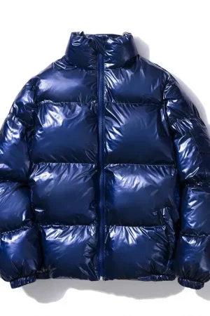 New Fashion Autumn Winter Mens Metallic Casual Down Puffer Jacket Coats Stand Collar Zip Thick Warm Bubble Jackets Parka Men 5XL
