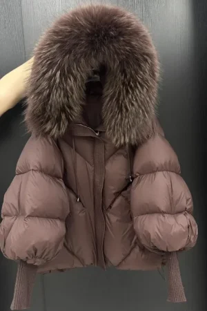 Women's Winter Down Jacket White Duck Feather Collar Short Thickened Retro Simple Comfortable Leisure Fashion Niche Niche Skinny