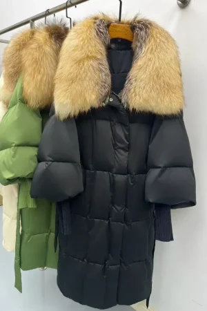 Women 2025 New Winter Real Fox Fur Hooded Female Down Jacket Waterproof Puffer Coat Parkas Shiny 90% Goose Down Jacket Outwear