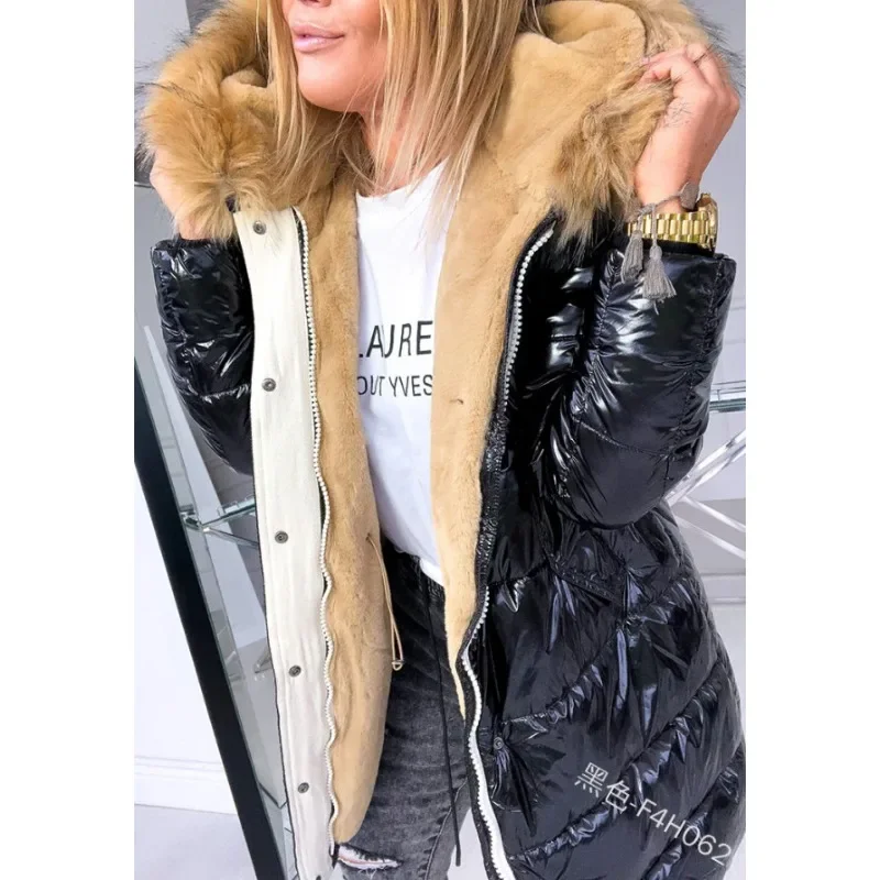 Winter Clothes Women Puffer Jacket Women Faux Fur Collar 2024 Thick Slim Coat - Image 2