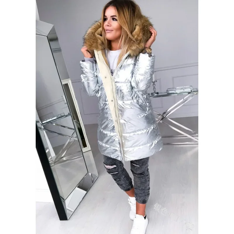 Winter Clothes Women Puffer Jacket Women Faux Fur Collar 2024 Thick Slim Coat - Image 4