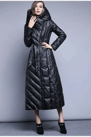 2024 Winter New Women's Down Jacket Commuting Windproof Hooded White Duck Down Slimming Down Jacket